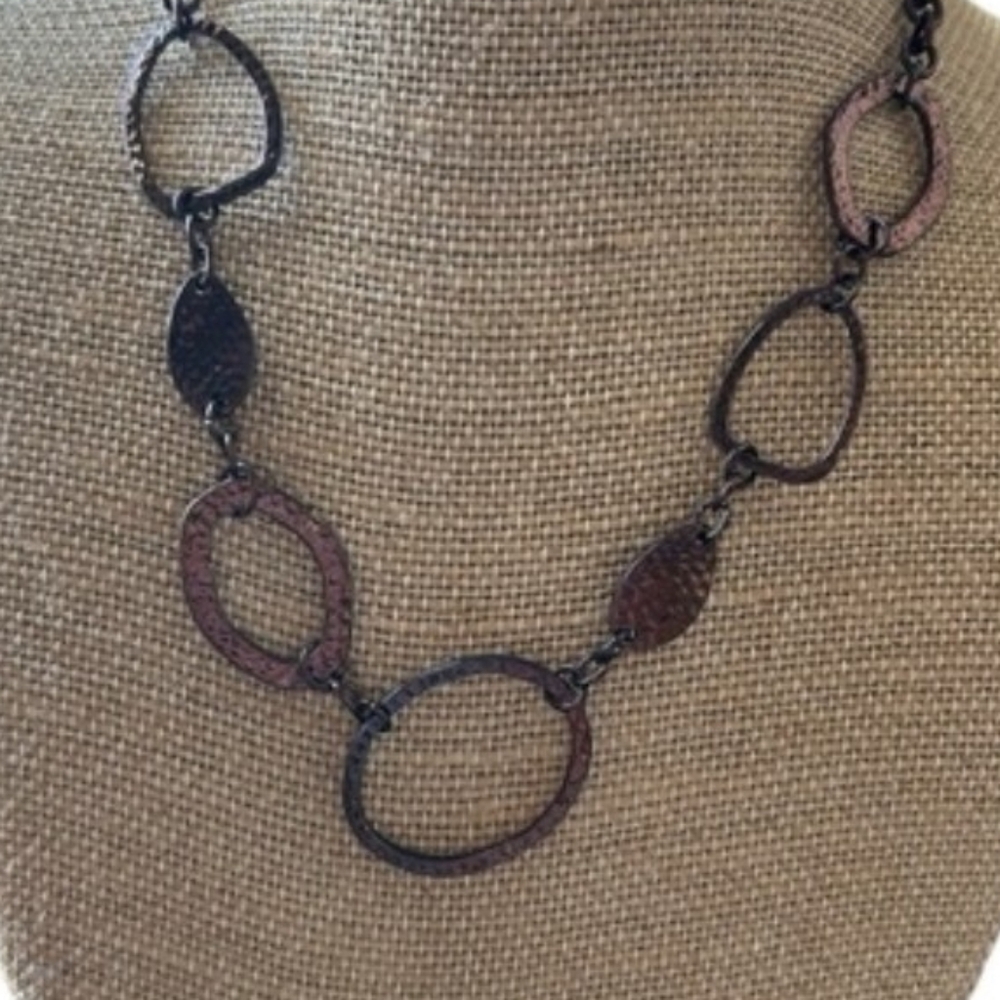 Hope Collection Hammered Metal Link Necklace & Earrings